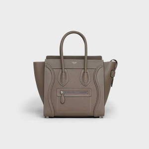 Celine Micro Handbag In Drummed Calfskin Luggage ブラウン | CL-593053